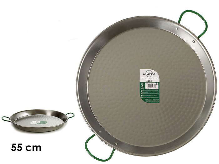 La Dehesa Paellera en Acier Poli 55 cm 16 Rations avec 2 Anses pour Gaz et Bois (Set de 4) La Dehesa Paellera en Acier Poli 55 cm 16 Rations avec 2 Anses pour Gaz et Bois (Set de 4)