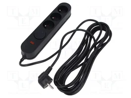 PLASTROL Multiprise parafoudre avec 3 prises et cordon de 3m, noir