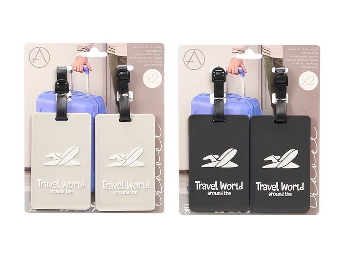ARTE REGAL Set de 2 Identificateurs de Valise Noir + Argent