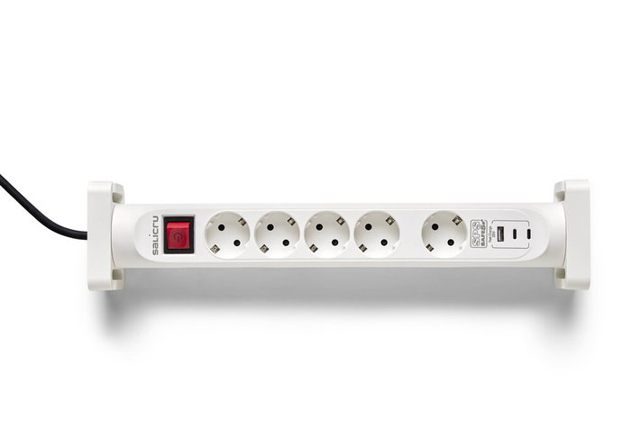 Salicru SPS Safe 5S+ 680DA000003 multiprise 5 prises Schuko avec 3 ports USB-C / USB-A, parafoudre 600 J, protection enfant