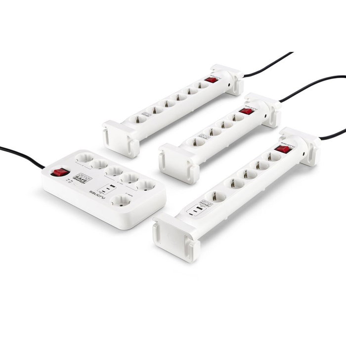 Salicru SPS SAFE 5S+ Multiprise 5 Prises Schuko et 3 Ports USB, Blanc