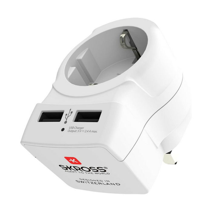 Adaptateur de courant Skross 1500280 USB x 2 Européen United Kingdom Adaptateur de courant Skross 1500280 USB x 2 Européen United Kingdom