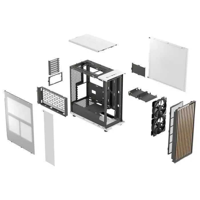 Fractal Design North FD-C-NOR1C-03 - Boîtier PC ATX en bois et alliage - Chalk White - Ventilation optimisée par façade ouverte et mesh