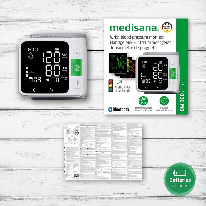 Medisana BW 360 Tensiomètre de poignet connecté Blanc