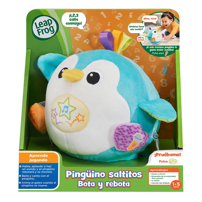 LeapFrog Jouet Interactif Bébé Penguin Saltitos avec Moteur, Lumières, Musique et Voix pour Apprendre Nombres et Alphabet - Réf. 80-623139
