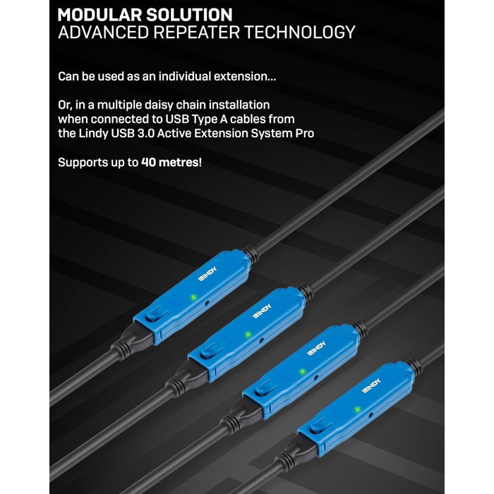 Lindy Câble d'extension actif USB 3.2 Gen 1 C/A de 5m