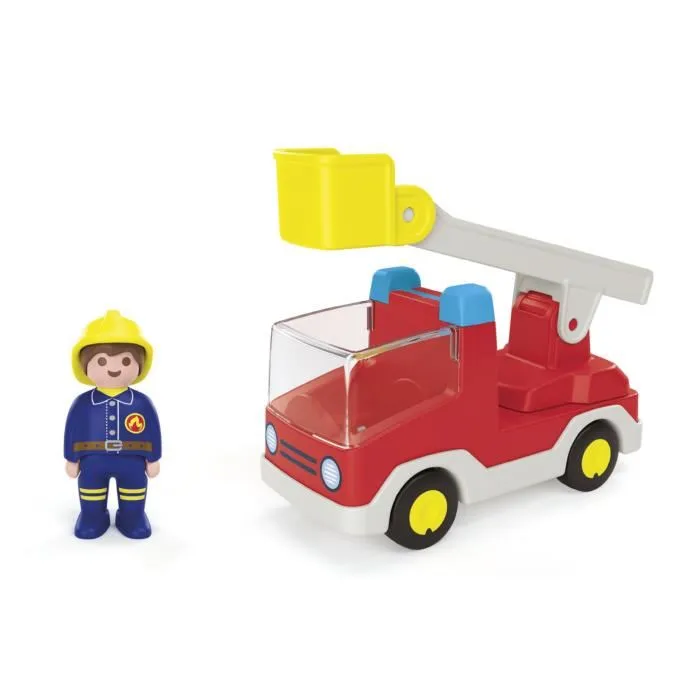 Playmobil Junior Camion de Pompier avec Échelle Pivotante et Personnage - 71683 - Jouet pour Enfants Dès 18 Mois