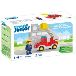 Playmobil Junior Camion de Pompier avec Échelle Pivotante et Personnage - 71683 - Jouet pour Enfants Dès 18 Mois