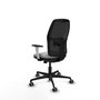 Chaise Alfera Synchrone/Traslack Maille/tissu Gris clair Maille Noir Base en nylon noir Accoudoirs noirs et blancs Sans appui-tête Roulettes 65mm pour moquette