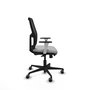 Chaise Alfera Synchrone/Traslack Maille/tissu Gris clair Maille Noir Base en nylon noir Accoudoirs noirs et blancs Sans appui-tête Roulettes 65mm pour moquette
