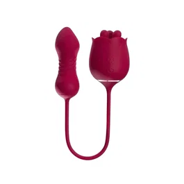 Honey Play Box Jouet rose rotatif et vibromasseur à poussée 2-en-1