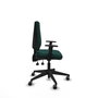 Chaise Elche Asynchrone Cuir écologique Vert foncé Base pyramidale noire Accoudoir 1D Sans appui-tête Roulettes 65mm pour moquette