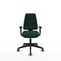 Chaise Elche Asynchrone Cuir écologique Vert foncé Base pyramidale noire Accoudoir 1D Sans appui-tête Roulettes 65mm pour moquette