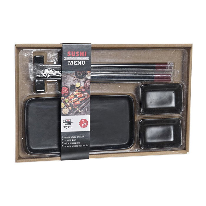 Set de sushi DKD Home Decor Noir Bambou Grès (31,3 x 19,3 x 2,7 cm) Set de sushi DKD Home Decor Noir Bambou Grès (31,3 x 19,3 x 2,7 cm)