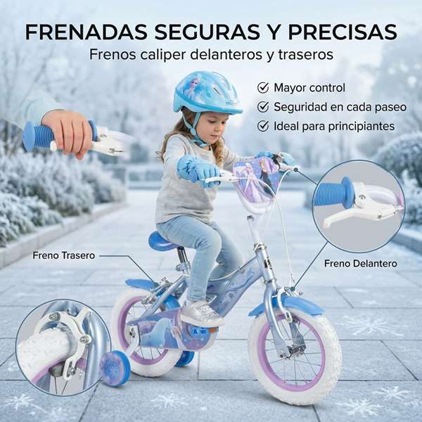 Huffy Bicicleta Frozen 12" - Vélo pour enfants de 3 à 5 ans avec roues de 12 pouces - Produit en espagnol