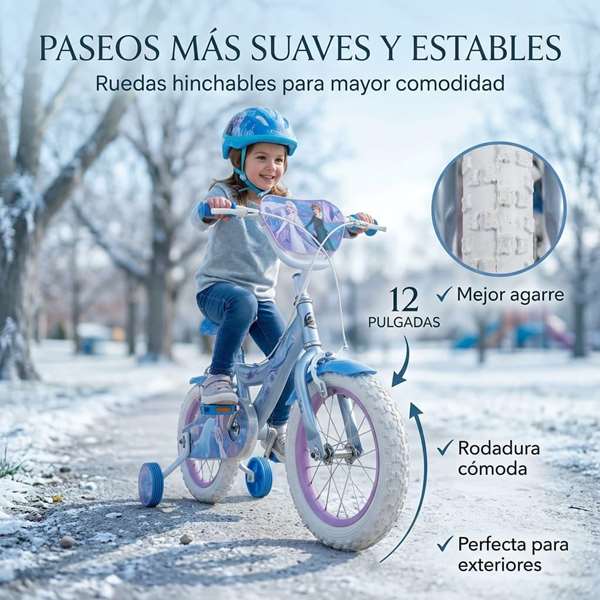 Huffy Bicicleta Frozen 12" - Vélo pour enfants de 3 à 5 ans avec roues de 12 pouces - Produit en espagnol