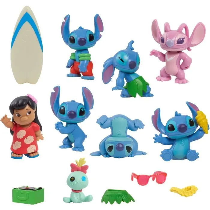 Just Play Lilo & Stitch Set de 8 figurines Deluxe et accessoires