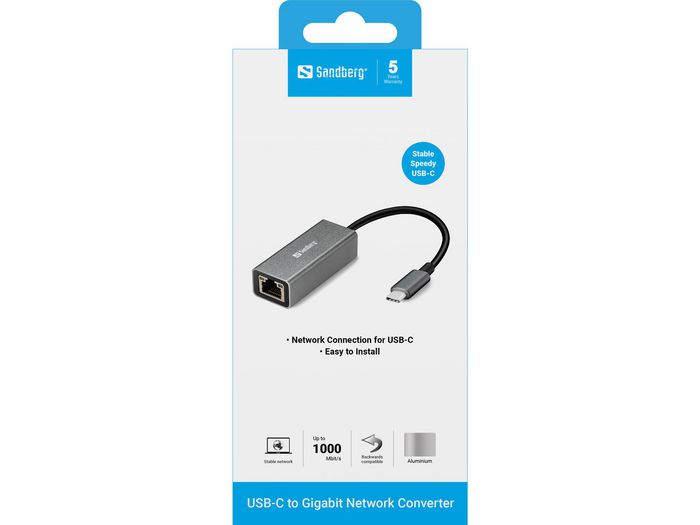 Sandberg Adaptateur Réseau Gigabit USB-C