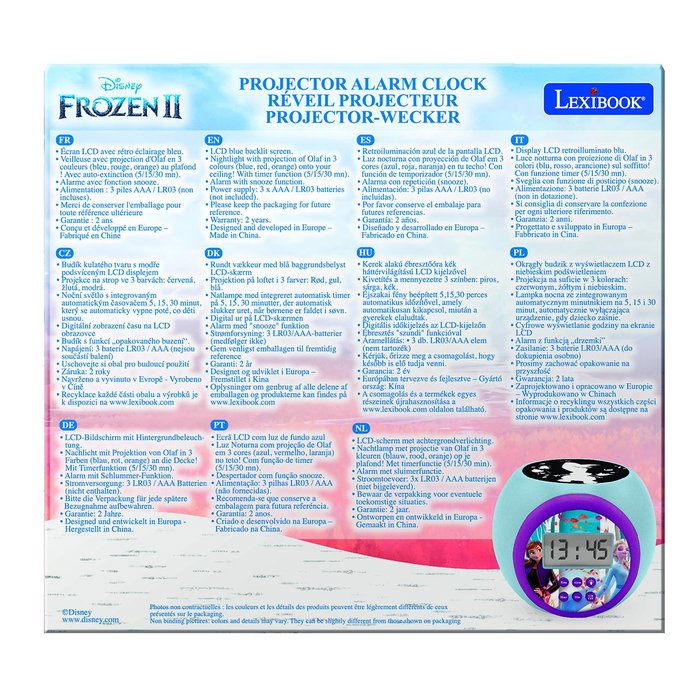 LEXIBOOK Réveil Projecteur Frozen Rl977Fz avec lumière 3 couleurs pour enfants dès 3 ans LEXIBOOK Réveil Projecteur Frozen Rl977Fz avec lumière 3 couleurs pour enfants dès 3 ans