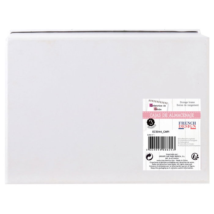 Creatrice de Genie Lot de 3 boîtes de rangement en carton avec motifs variés Creatrice de Genie Lot de 3 boîtes de rangement en carton avec motifs variés