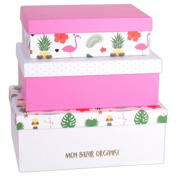 Creatrice de Genie Lot de 3 boîtes de rangement en carton avec motifs variés Creatrice de Genie Lot de 3 boîtes de rangement en carton avec motifs variés
