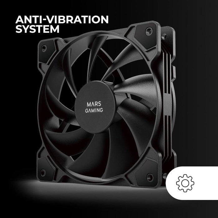 Mars Gaming MF-PWMX2 Kit de 2 ventilateurs de boîtier 120 mm Noir