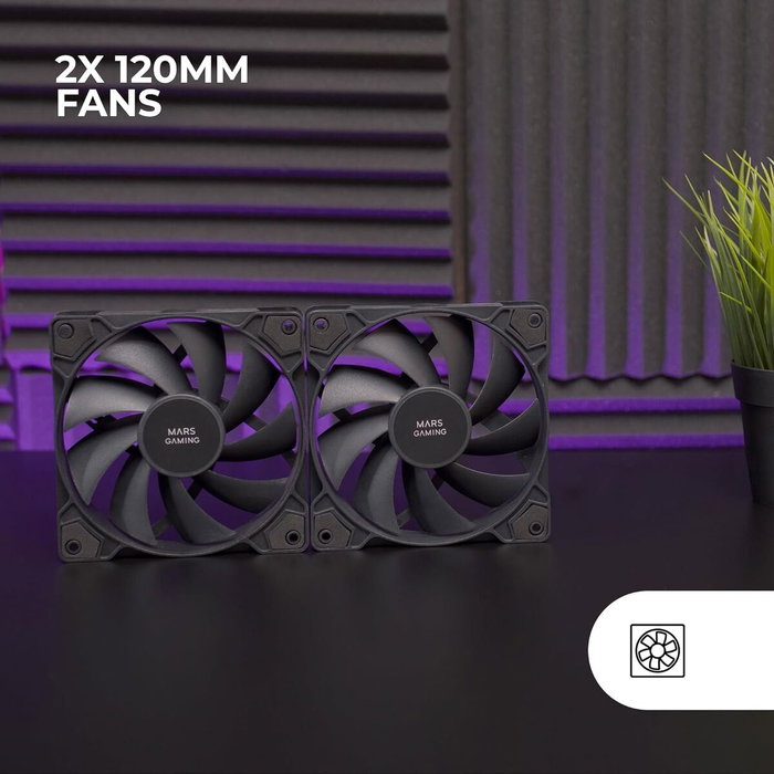 Mars Gaming MF-PWMX2 Kit de 2 ventilateurs de boîtier 120 mm Noir