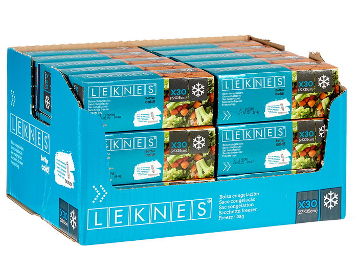 Leknes Sachets de Congélation 30 pièces Moyen 22x35 cm Bleu Translucide (Set de 30)