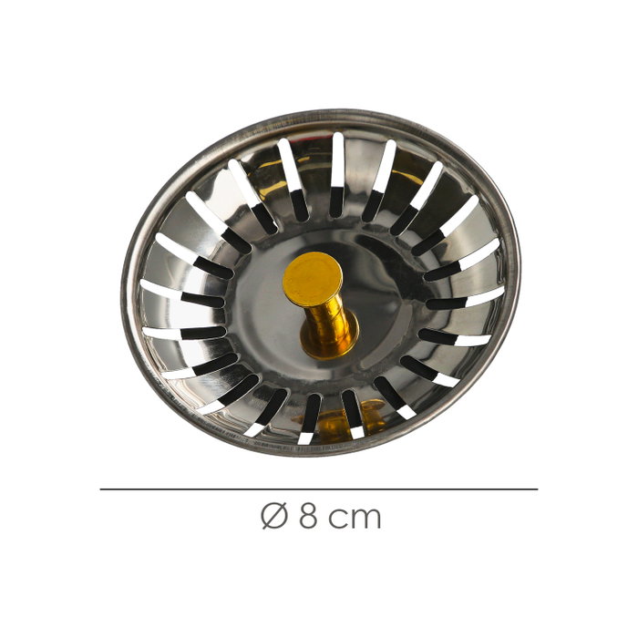 WOLFPACK LINEA PROFESIONAL Bouchon Valve Panier Évier Click-Clack Ø 8 cm en Acier Inoxydable