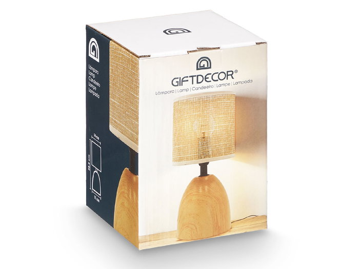 GIFTDECOR Lampe de table effet bois ovale marron