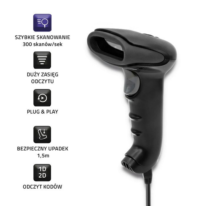 Qoltec Lecteur de Codes Barres 50868