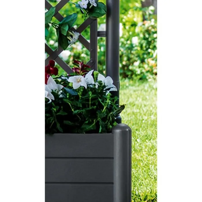 STEFANPLAST Bac à fleurs carré ITALIA avec treillis - 43x43x142 cm - 30 litres - Plastique anthracite STEFANPLAST Bac à fleurs carré ITALIA avec treillis - 43x43x142 cm - 30 litres - Plastique anthracite
