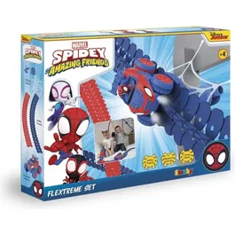 Smoby - Set de Découverte Spidey Flextreme - Circuit Flexible de Voiture avec 184 Pièces de Piste, Vrillages, Loopings et Véhicule Inclus - Piles Fournies