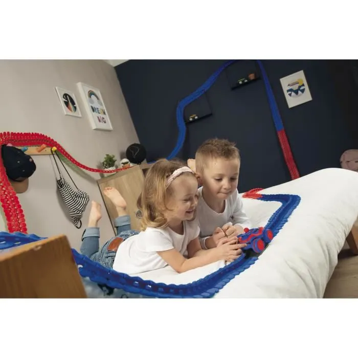 Smoby - Set de Découverte Spidey Flextreme - Circuit Flexible de Voiture avec 184 Pièces de Piste, Vrillages, Loopings et Véhicule Inclus - Piles Fournies