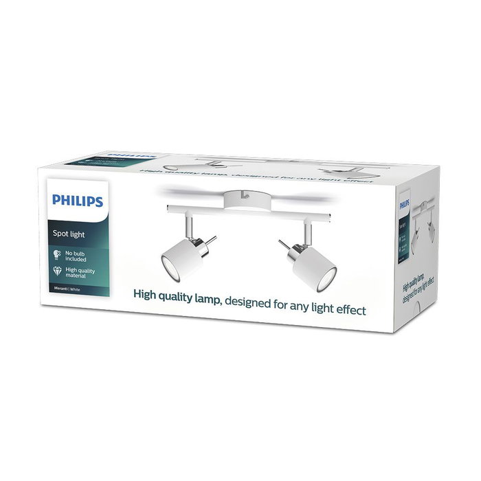 Philips Meranti Lampe 2 spots GU10 blanc métal 8 x 15,5 x 27,4 cm sans ampoule