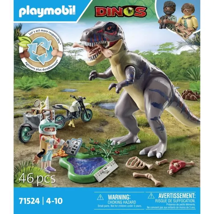 PLAYMOBIL 71524 Figurine Explorateur avec Moto et Tyrannosaure - Dinosaures - 46 Pièces - Jouet Enfant Dès 4 Ans PLAYMOBIL 71524 Figurine Explorateur avec Moto et Tyrannosaure - Dinosaures - 46 Pièces - Jouet Enfant Dès 4 Ans