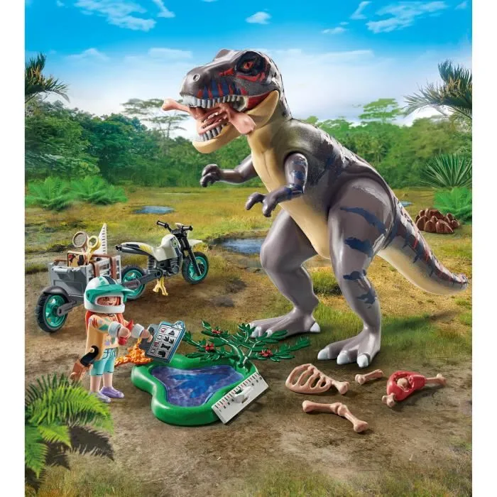 PLAYMOBIL 71524 Figurine Explorateur avec Moto et Tyrannosaure - Dinosaures - 46 Pièces - Jouet Enfant Dès 4 Ans PLAYMOBIL 71524 Figurine Explorateur avec Moto et Tyrannosaure - Dinosaures - 46 Pièces - Jouet Enfant Dès 4 Ans