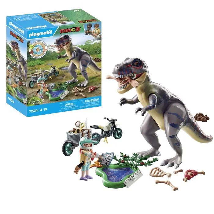 PLAYMOBIL 71524 Figurine Explorateur avec Moto et Tyrannosaure - Dinosaures - 46 Pièces - Jouet Enfant Dès 4 Ans PLAYMOBIL 71524 Figurine Explorateur avec Moto et Tyrannosaure - Dinosaures - 46 Pièces - Jouet Enfant Dès 4 Ans