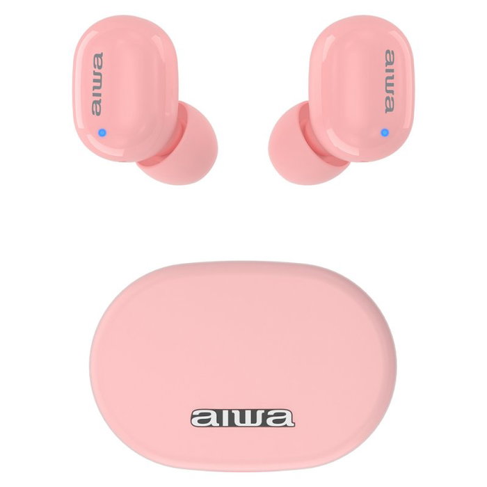 Aiwa EBTW-150 Écouteurs Bluetooth 5.0 True Wireless Rose avec Étui de Charge et Contrôle Tactile