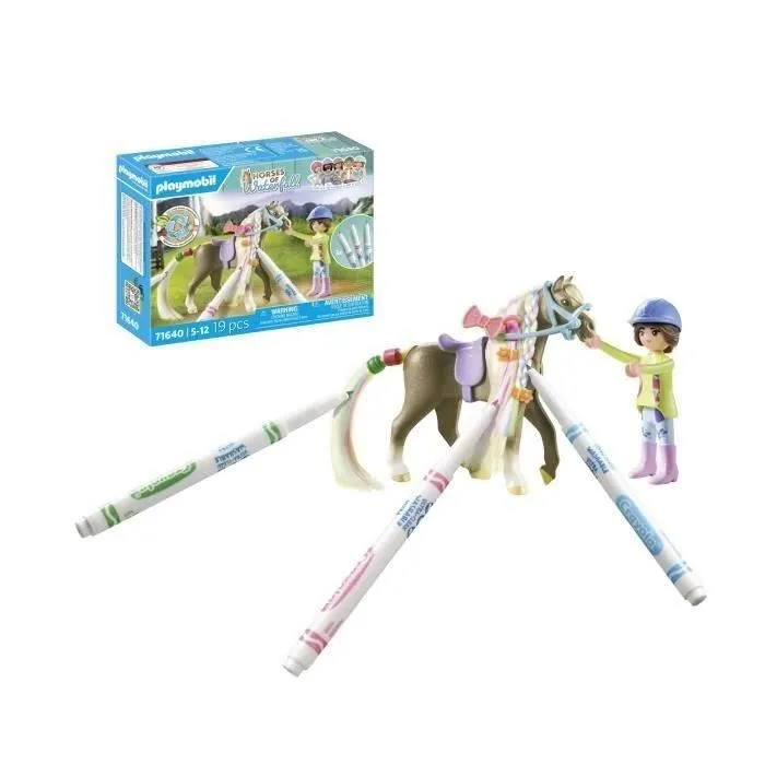 Playmobil 71640 Cavalier avec crinière de cheval à colorier - Horses of Waterfall - Figurine - 19 pièces - Jeu de construction - À partir de 5 ans