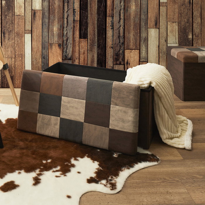 Home Deco Factory Banc Pouf Pliable Patchwork Home Deco Factory Banc Pouf Pliable Patchwork