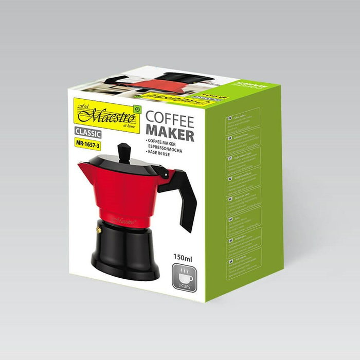 Feel Maestro Cafetière Italienne MR-1657-3 Noir et Rouge