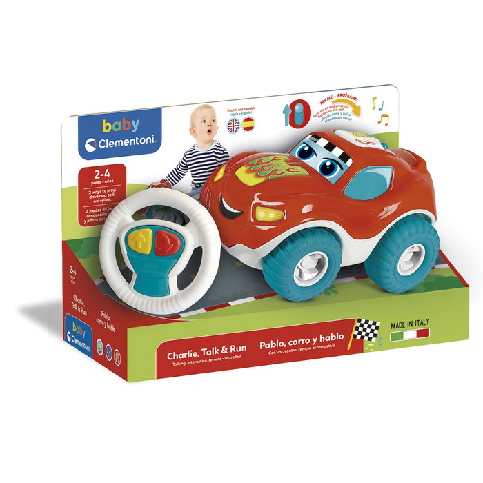 Clementoni Pablo, Corro Y Hablo 61385 - Voiture télécommandée pour bébé avec sons réalistes et pilote automatique - Jouet éducatif pour enfants à partir de 2 ans