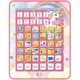 Lexibook Tablette Éducative Bilingue Licorne - Français, Anglais - Abécédaire Éducatif Bilingue - 5 Modes de Jeu - Écran Tactile Parlant