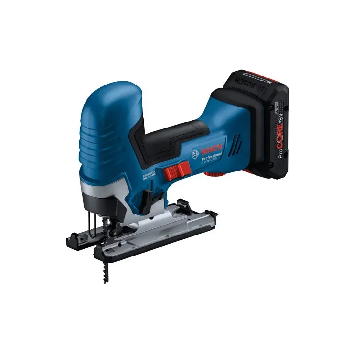 Bosch Professional GST 18V-125 - Scie sauteuse sans fil 18V avec lame 125 mm, système SDS sans clé, poignée champignon, set aspiration et pare-éclats