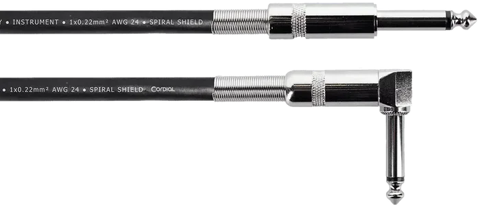 CORDIAL Câble Guitare Jack 6,35 mm Mâle Rect/Droite Mâle A coudé 3 m