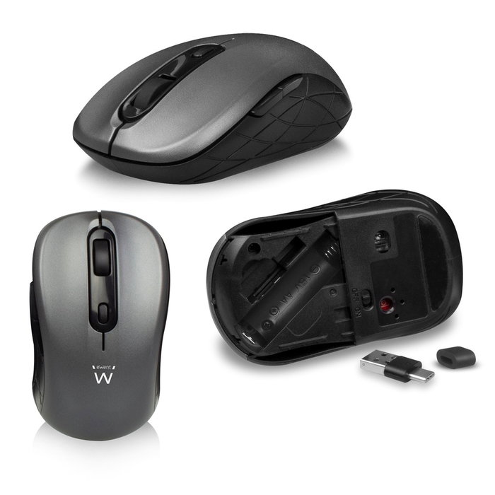 Ewent EW3272 Kit clavier et souris sans fil silencieux, clavier taille complète avec touches multimedia, souris 1600 DPI, récepteur combo USB-C/USB-A Ewent EW3272 Kit clavier et souris sans fil silencieux, clavier taille complète avec touches multimedia, souris 1600 DPI, récepteur combo USB-C/USB-A