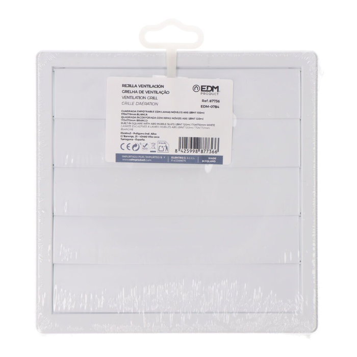 Grille de ventilation EDM 87736 Blanc 17 x 17 cm Grille de ventilation EDM 87736 Blanc 17 x 17 cm