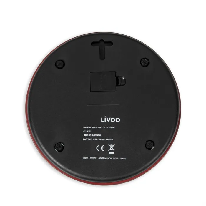 Livoo DOM494R Balance de cuisine électronique en verre, 5 kg Livoo DOM494R Balance de cuisine électronique en verre, 5 kg
