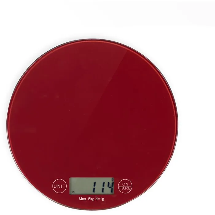 Livoo DOM494R Balance de cuisine électronique en verre, 5 kg Livoo DOM494R Balance de cuisine électronique en verre, 5 kg